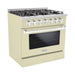 Hallman 36 In. Gas Range, Antique White with Chrome Trim - Bold Series, HBRG36CMAW