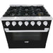 Hallman 36 In. Gas Range, Glossy Black with Chrome Trim - Bold Series, HBRG36CMGB