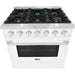 Hallman 36 In. Gas Range, White with Chrome Trim - Bold Series, HBRG36CMWT