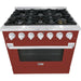 Hallman 36 In. Propane Gas Range, Burgundy with Chrome Trim - Bold Series, HBRG36CMBG-LP