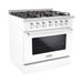 Hallman 36 In. Propane Gas Range, White with Chrome Trim - Bold Series, HBRG36CMWT-LP