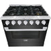 Hallman 36 In. Range with Propane Gas Burners and Electric Oven, Black Titanium with Chrome Trim - Bold Series, HBRDF36CMBT-LP