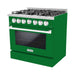 Hallman 36 In. Range with Propane Gas Burners and Electric Oven, Emerald Green with Chrome Trim - Bold Series, HBRDF36CMGN-LP