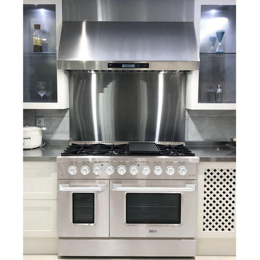 Hallman 48 In. Gas Range, Stainless Steel with Chrome Trim - Bold Series, HBRG48CMSS