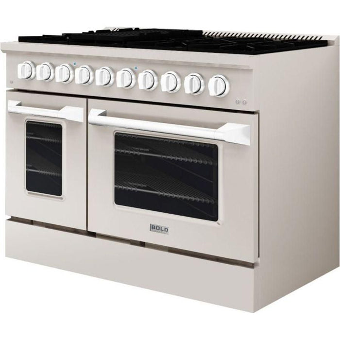 Hallman 48 In. Gas Range, Stainless Steel with Chrome Trim - Bold Series, HBRG48CMSS