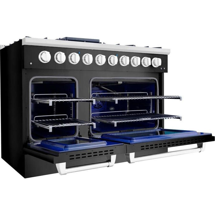 Hallman 48 In. Propane Gas Range, Black Titanium with Chrome Trim - Bold Series, HBRG48CMBT-LP