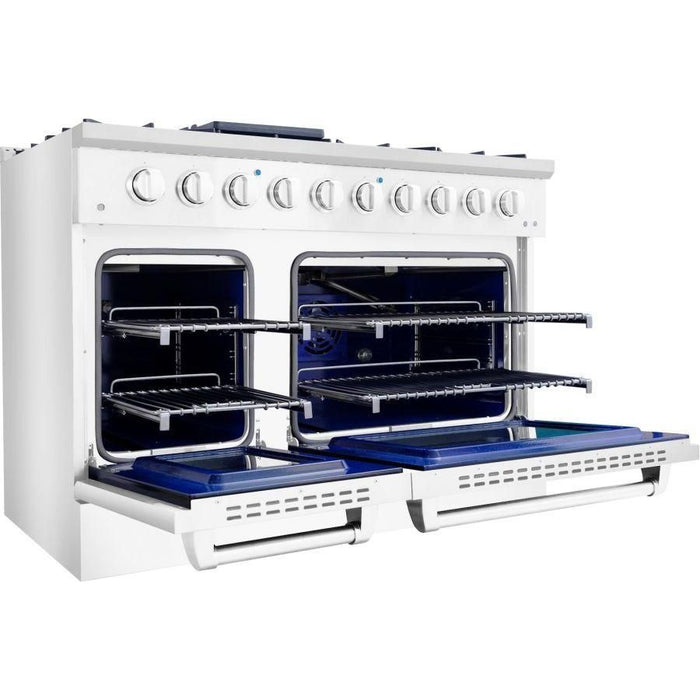 Hallman 48 In. Propane Gas Range, White with Chrome Trim - Bold Series, HBRG48CMWT-LP