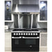 Hallman 48 In. Range with Gas Burners and Electric Oven, Glossy Black with Chrome Trim - Bold Series, HBRDF48CMGB