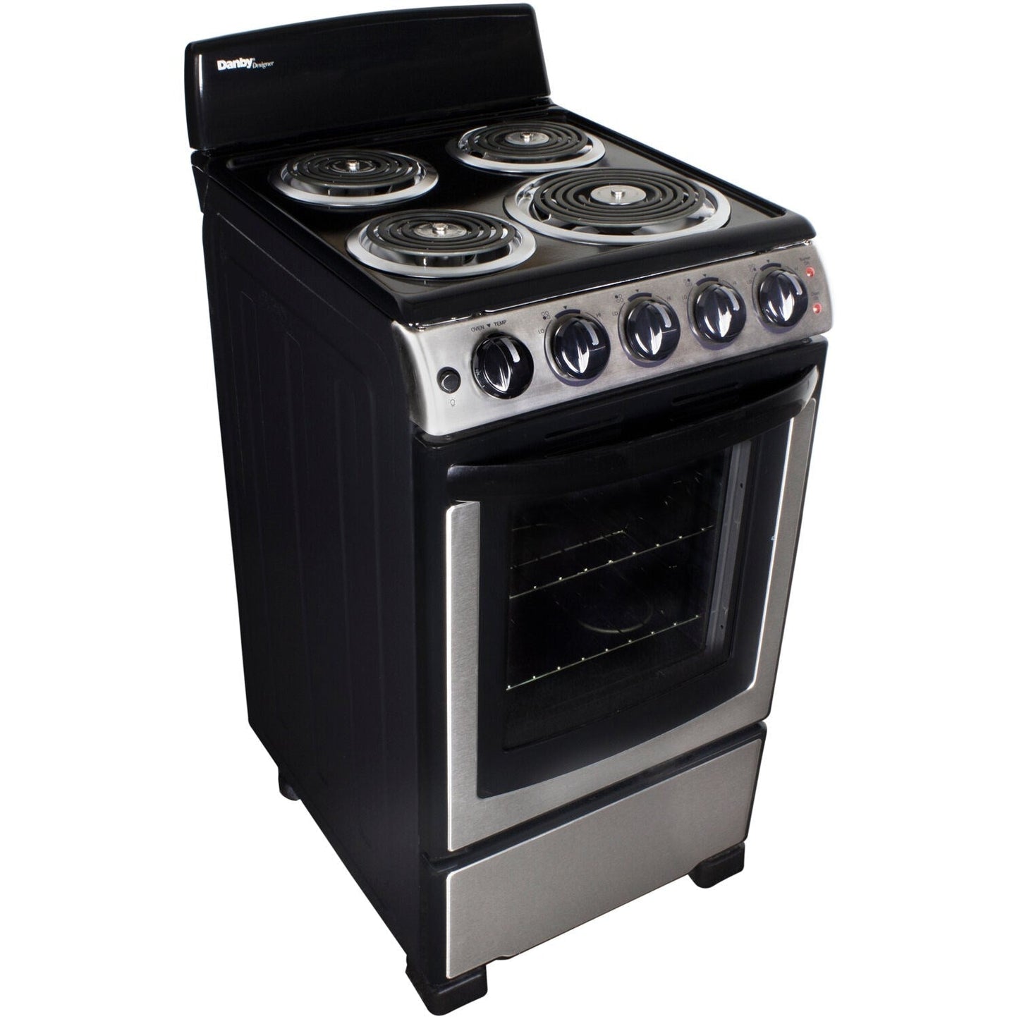 Danby - 20 inch Electric Range, Coil Elements, Glass Door Window, Push Turn Knobs - DER202BSS