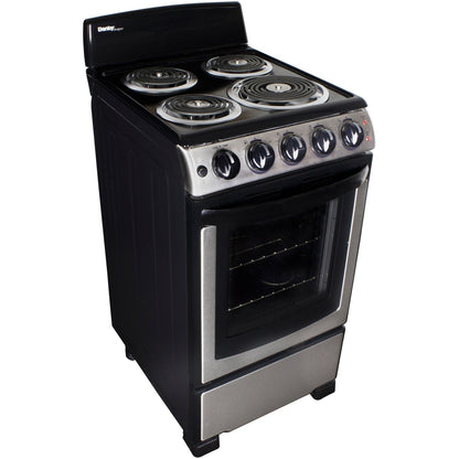 Danby - 20 inch Electric Range, Coil Elements, Glass Door Window, Push Turn Knobs - DER202BSS