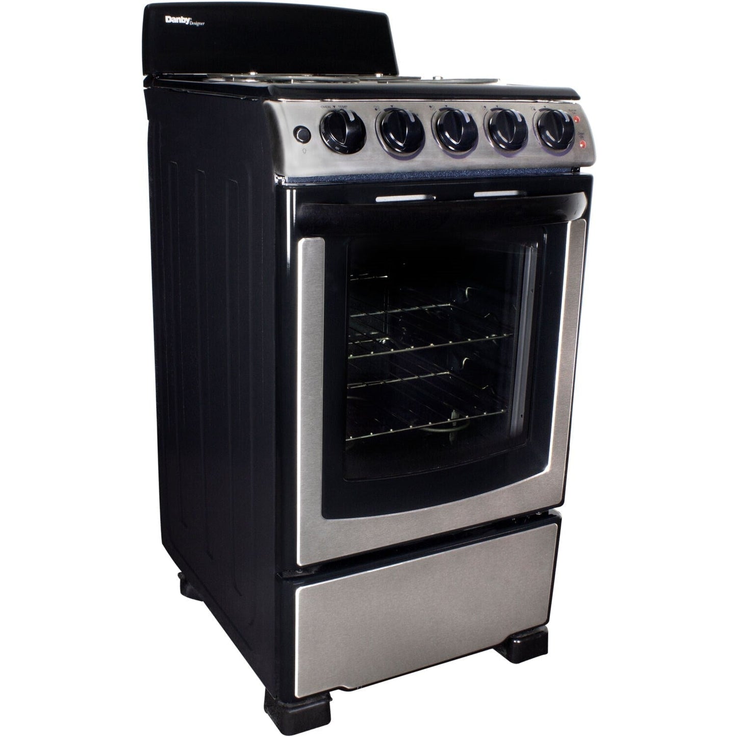 Danby - 20 inch Electric Range, Coil Elements, Glass Door Window, Push Turn Knobs - DER202BSS