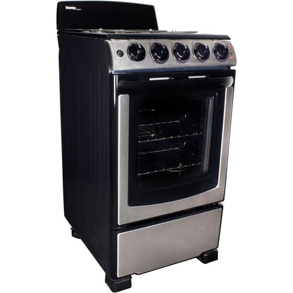 Danby - 20 inch Electric Range, Coil Elements, Glass Door Window, Push Turn Knobs - DER202BSS