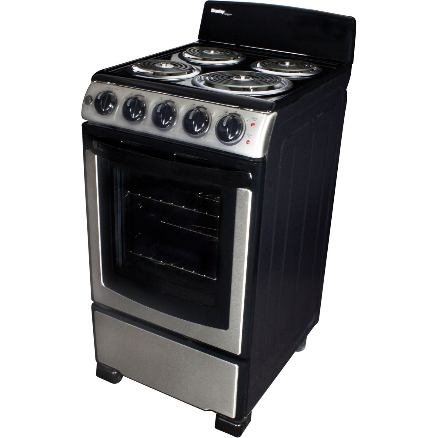 Danby - 20 inch Electric Range, Coil Elements, Glass Door Window, Push Turn Knobs - DER202BSS