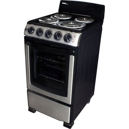 Danby - 20 inch Electric Range, Coil Elements, Glass Door Window, Push Turn Knobs - DER202BSS