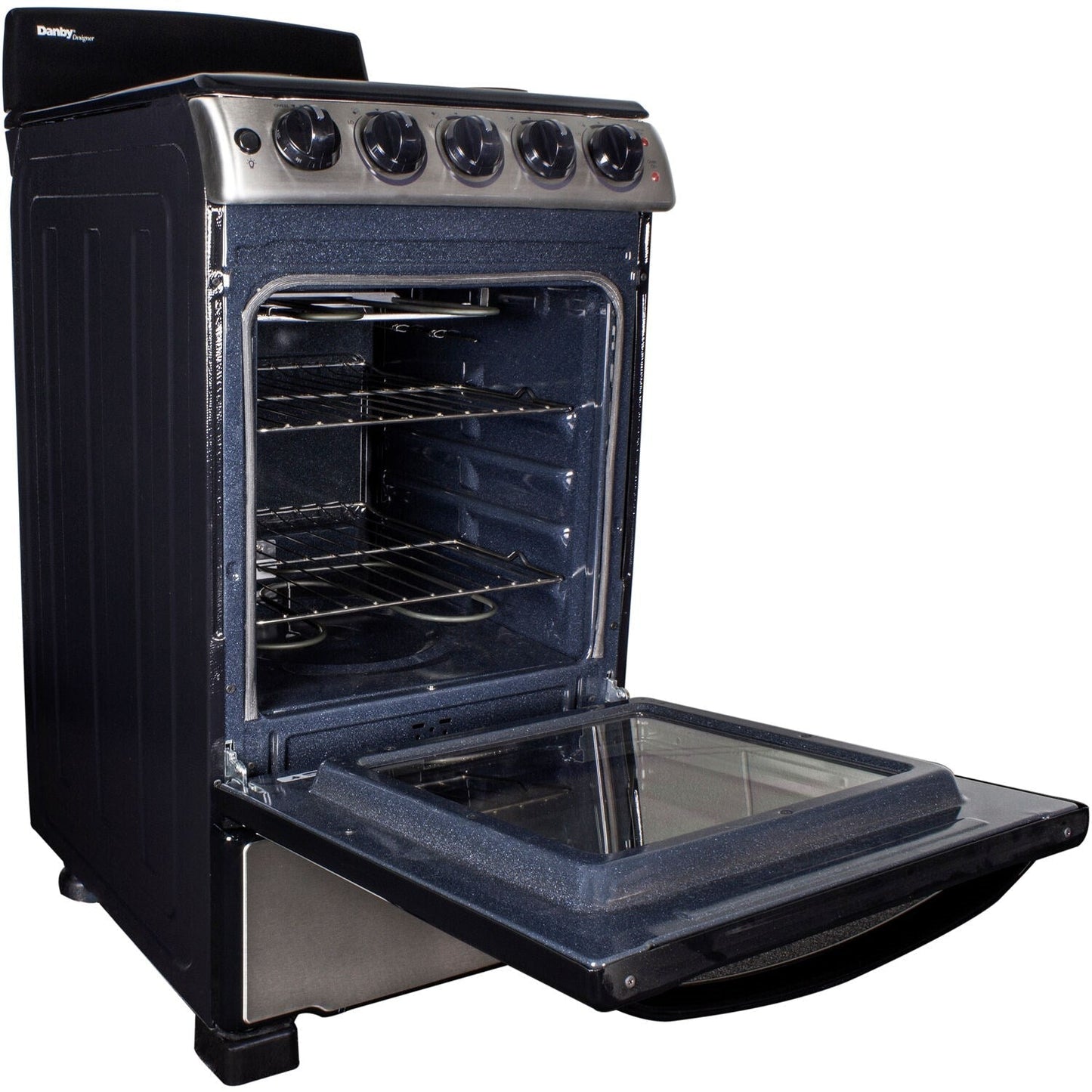 Danby - 20 inch Electric Range, Coil Elements, Glass Door Window, Push Turn Knobs - DER202BSS