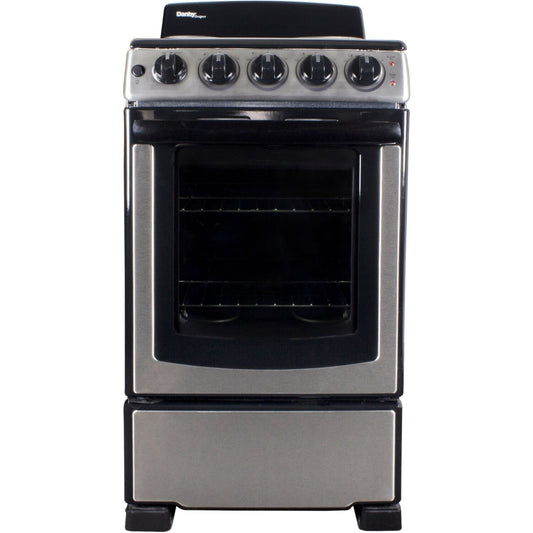 Danby - 20 inch Electric Range, Coil Elements, Glass Door Window, Push Turn Knobs - DER202BSS