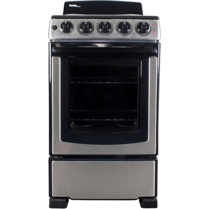 Danby - 20 inch Electric Range, Coil Elements, Glass Door Window, Push Turn Knobs - DER202BSS