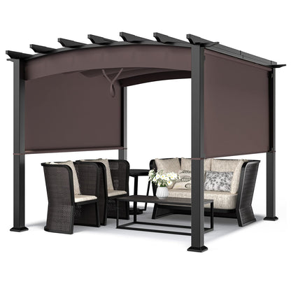 Tangkula 10ft x 10ft Outdoor Retractable Pergola, Patio Metal Pergola with Adjustable Sliding Sun Shade Canopy - NP10096WL-CF