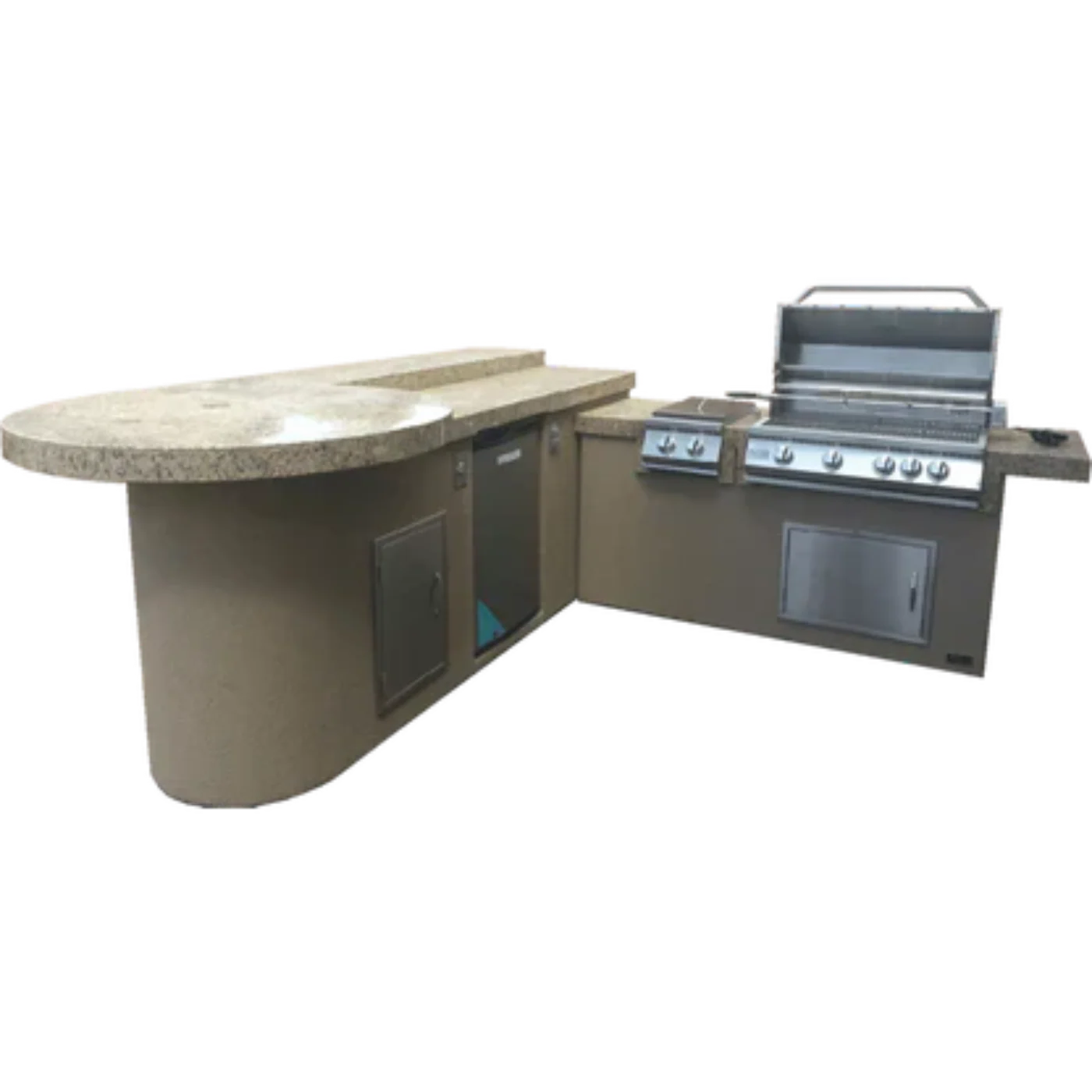 Kokomo Aruba BBQ Island with Built In BBQ Grill Side Burner and Refrigerator - ARUBA