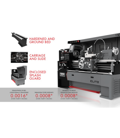 JET Elite Lathe E-1440VS with Taper Attachment and Collet Closer - JT9-892452