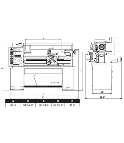 JET Elite Lathe E-1440VS with Taper Attachment and Collet Closer - JT9-892452