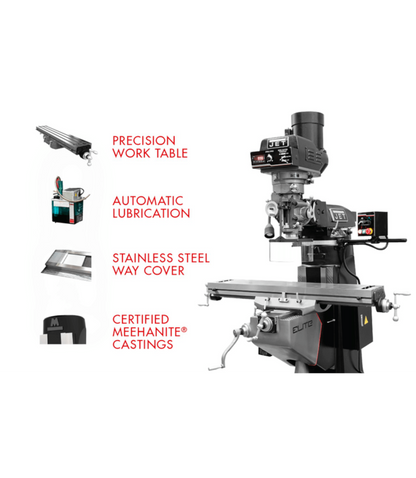 JET Elite EVS-949 Mill with 3-Axis ACU-RITE 303 (Knee) DRO and X-Axis JET Powerfeed - JT9-894345