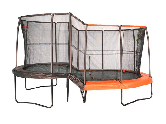 JumpKing 10’ x 17’ Oval Multi Level Heavy Duty Trampoline With Toss Game and Hoop Accessory Model  - JKLCOV1017C4