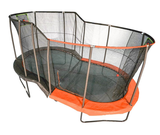 JumpKing 10’ x 17’ Oval Multi Level Heavy Duty Trampoline With Toss Game and Hoop Accessory Model  - JKLCOV1017C4