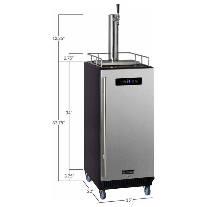 Kegco 15" Wide Commercial with Stainless Steel Door Kegerator SLK15BSR