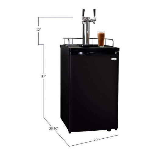 Kegco 20" Wide Cold Brew Coffee Dual Tap Black Kegerator ICK19B-2