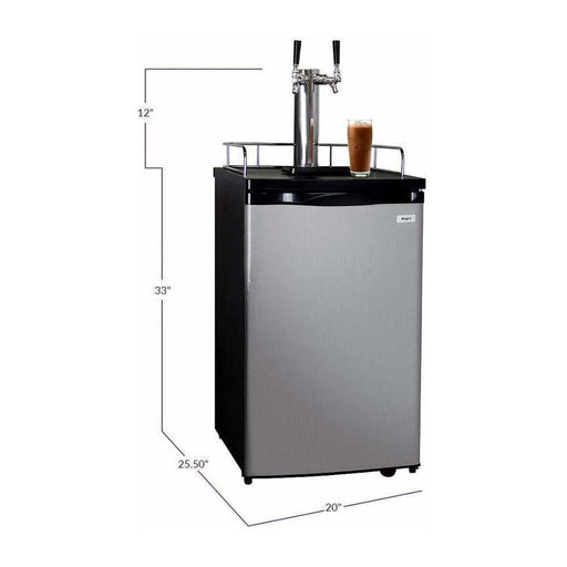 Kegco 20" Wide Cold Brew Coffee Dual Tap Stainless Steel Kegerator ICK19S-2