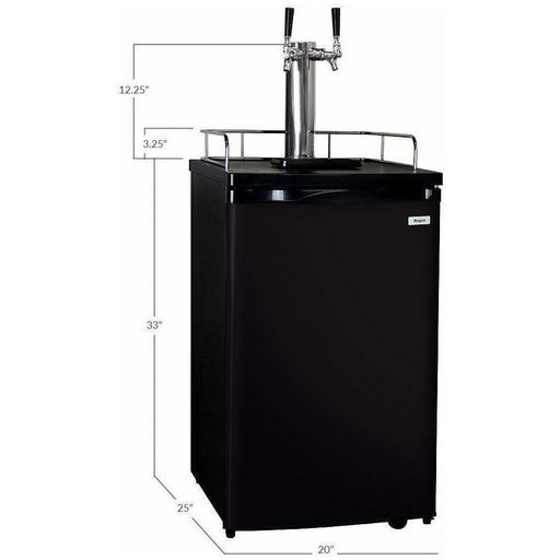 Kegco 20" Wide Dual Tap Black Kegerator K199B-2