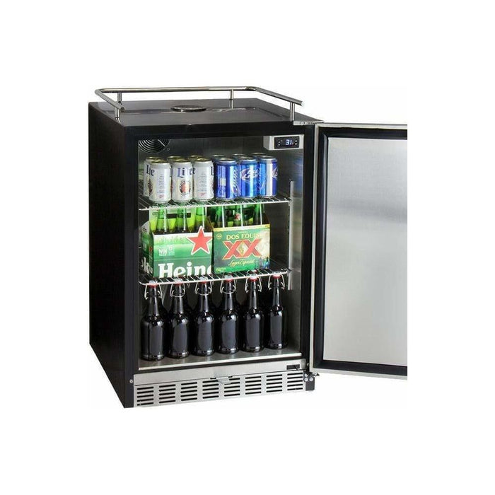 Kegco 24" Wide Cold Brew Coffee Dual Tap Black Built-In Right Hinge Kegerator ICHK38BSU-2