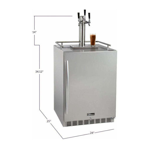 Kegco 24" Wide Cold Brew Coffee Triple Tap All Stainless Steel Outdoor Built-In Right Hinge Kegerator ICHK38SSU-3