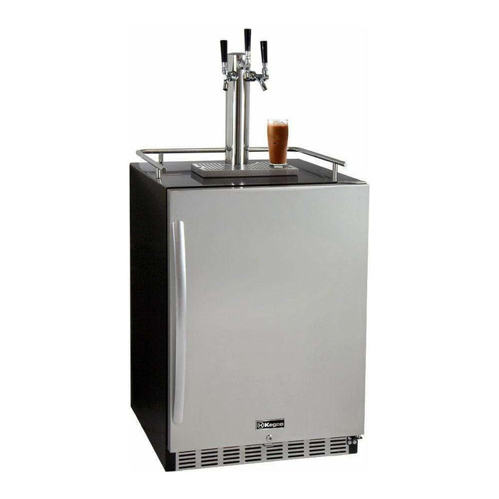 Kegco 24" Wide Cold Brew Coffee Triple Tap Stainless Steel Built-In Right Hinge Kegerator ICHK38BSU-3