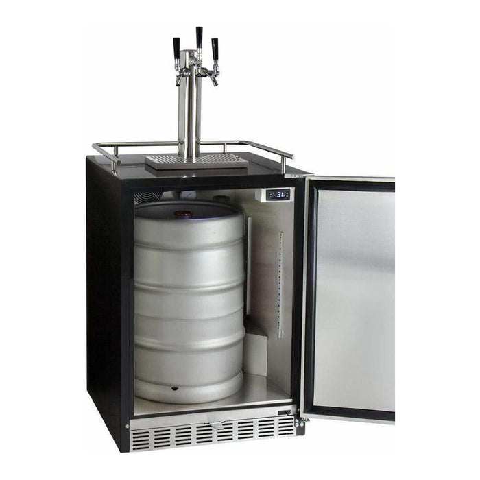 Kegco 24" Wide Cold Brew Coffee Triple Tap Stainless Steel Built-In Right Hinge Kegerator ICHK38BSU-3