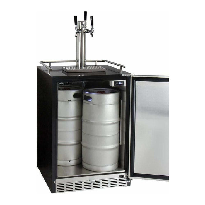 Kegco 24" Wide Cold Brew Coffee Triple Tap Stainless Steel Built-In Right Hinge Kegerator ICHK38BSU-3