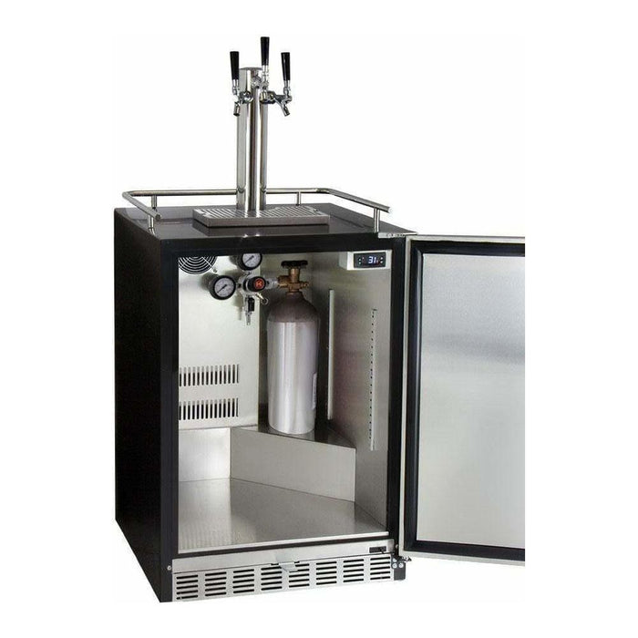 Kegco 24" Wide Cold Brew Coffee Triple Tap Stainless Steel Built-In Right Hinge Kegerator ICHK38BSU-3