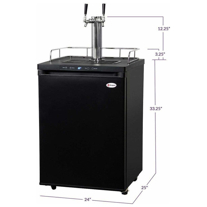 Kegco 24" Wide Dual Tap Black Digital Kegerator K309B-2