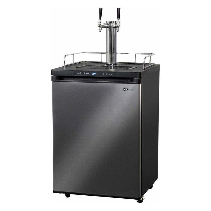 Kegco 24" Wide Dual Tap Black Stainless Steel Digital  Kegerator K309X-2