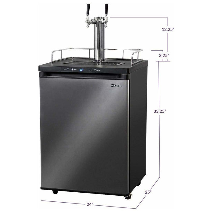 Kegco 24" Wide Dual Tap Black Stainless Steel Digital  Kegerator K309X-2