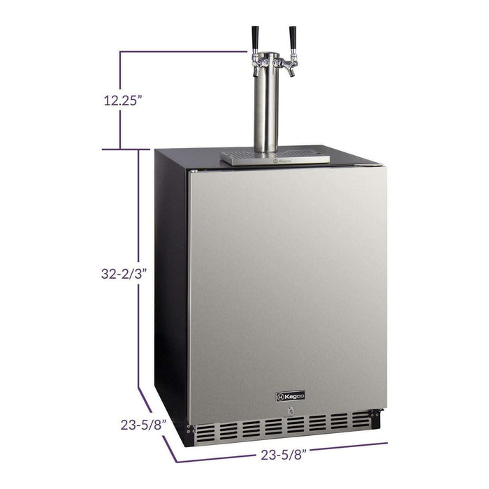 Kegco 24" Wide Dual Tap Stainless Steel Built-In Left Hinge ADA with Kit Kegerator HK48BSA-L-2