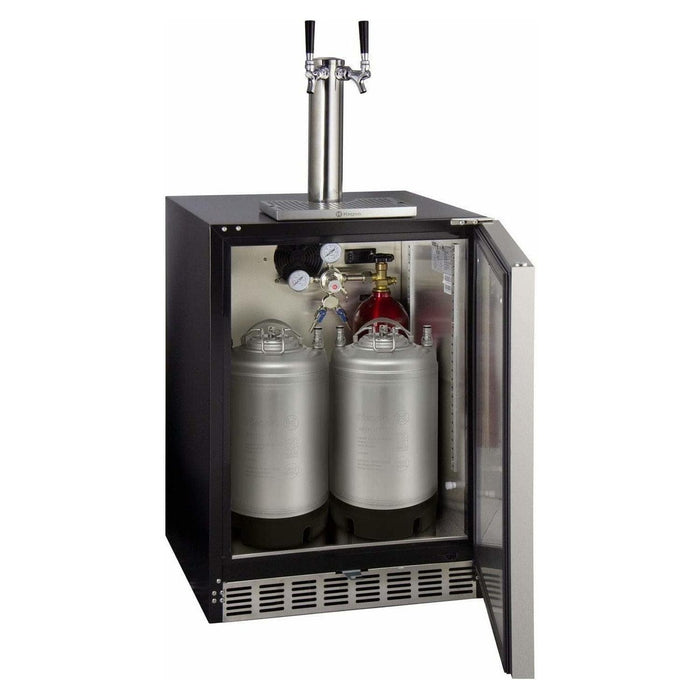 Kegco 24" Wide Dual Tap Stainless Steel Built-In Left Hinge ADA with Kit Kegerator HK48BSA-L-2