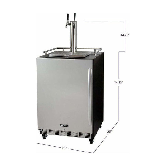 Kegco 24" Wide Dual Tap Stainless Steel Built-In Left Hinge with Kit Kegerator HK38BSC-L-2