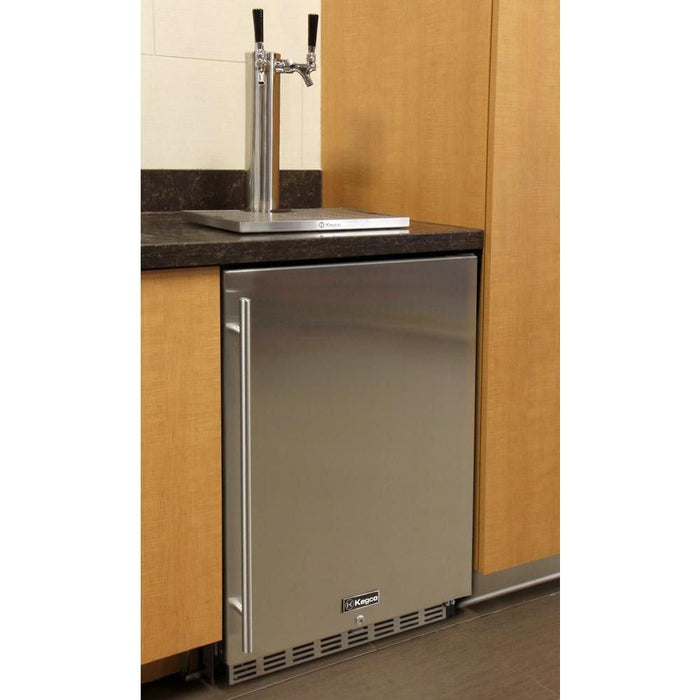 Kegco 24" Wide Dual Tap Stainless Steel Built-In Left Hinge with Kit Kegerator HK38BSC-L-2