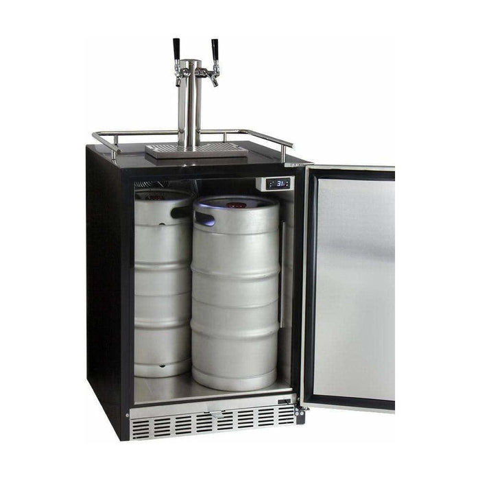 Kegco 24" Wide Dual Tap Stainless Steel Built-In Right Hinge with Kit Kegerator HK38BSU-2