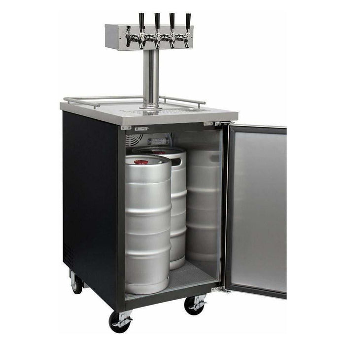 Kegco 24" Wide Four Tap Black Kegerator XCK-1B-4