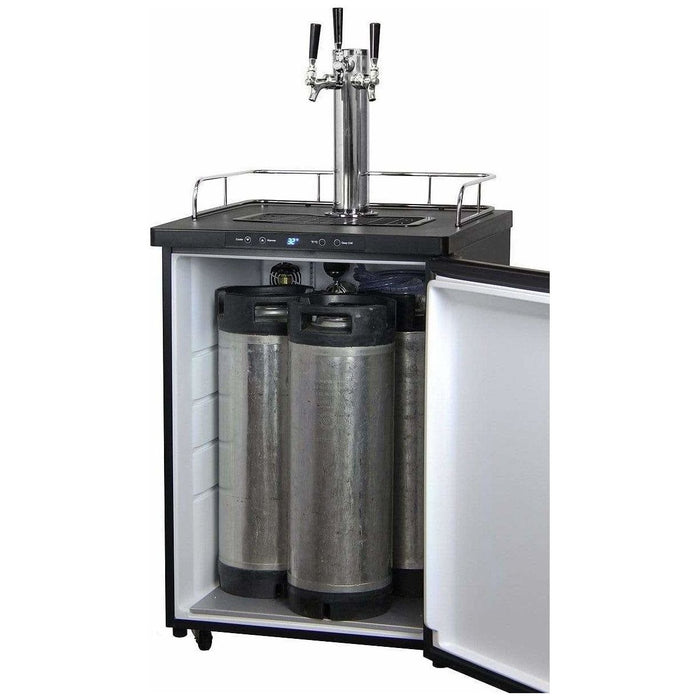 Kegco 24" Wide Kombucha Triple Tap Black Kegerator KOM30B-3