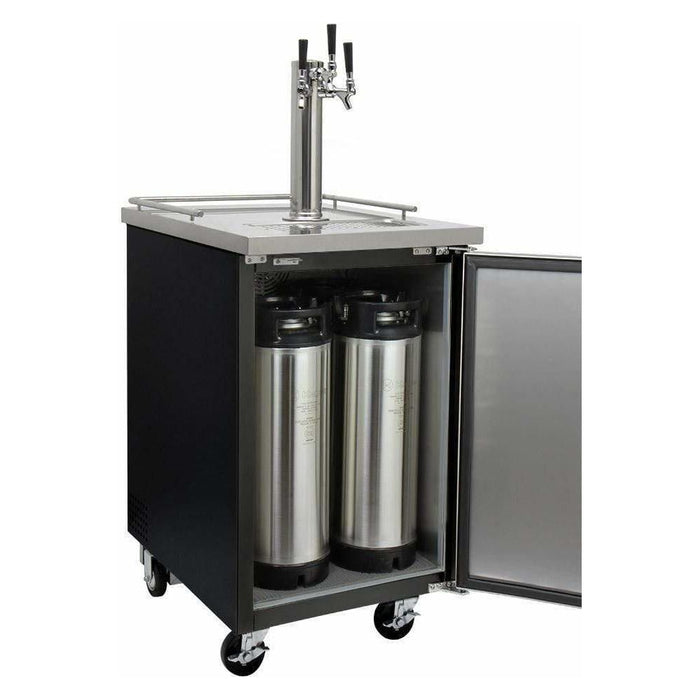 Kegco 24" Wide Kombucha Triple Tap Black Kegerator KOMC1B-3