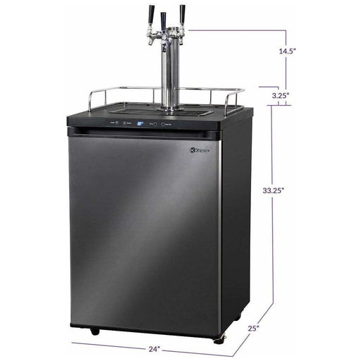 Kegco 24" Wide Kombucha Triple Tap Black Stainless Steel Kegerator KOM30X-3